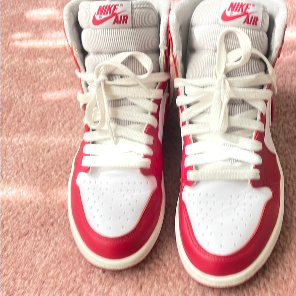 Nike Red and White High-Top Sneakers